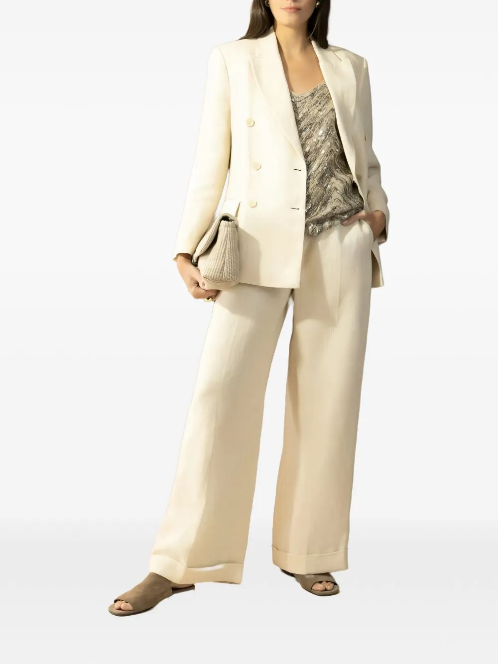 Linen Double-Breasted Jacket sold by Wanan Luxury product image thumbnail 3