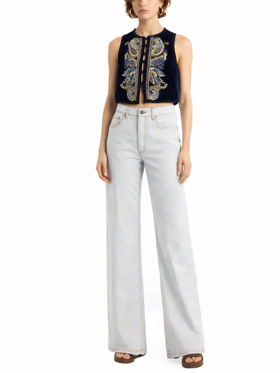 Jeans With Paisley Pattern sold by Wanan Luxury product image thumbnail 2