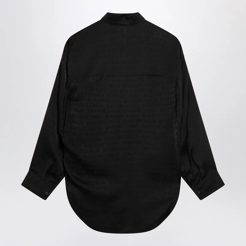 Black Pajama-Style Shirt With Jacquard Logos sold by Wanan Luxury product image thumbnail 2