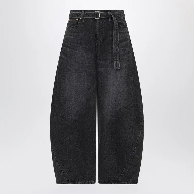 Black Wide-Leg Denim Trousers sold by Wanan Luxury
