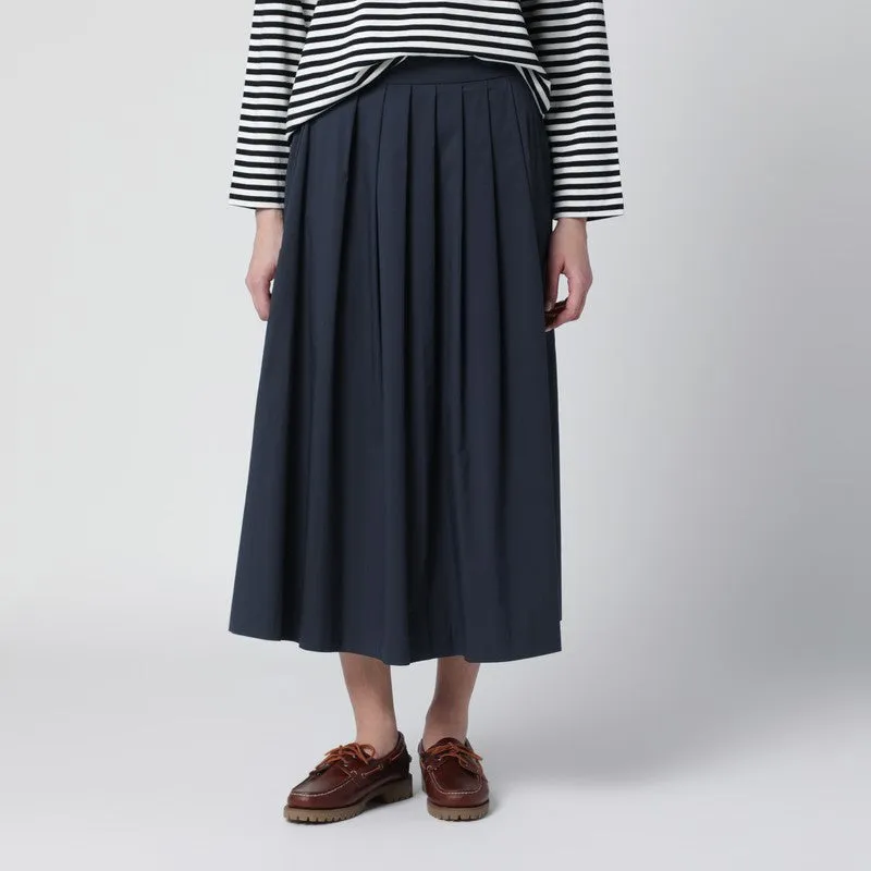 Blue Pleated Cotton-Blend Skirt sold by Wanan Luxury