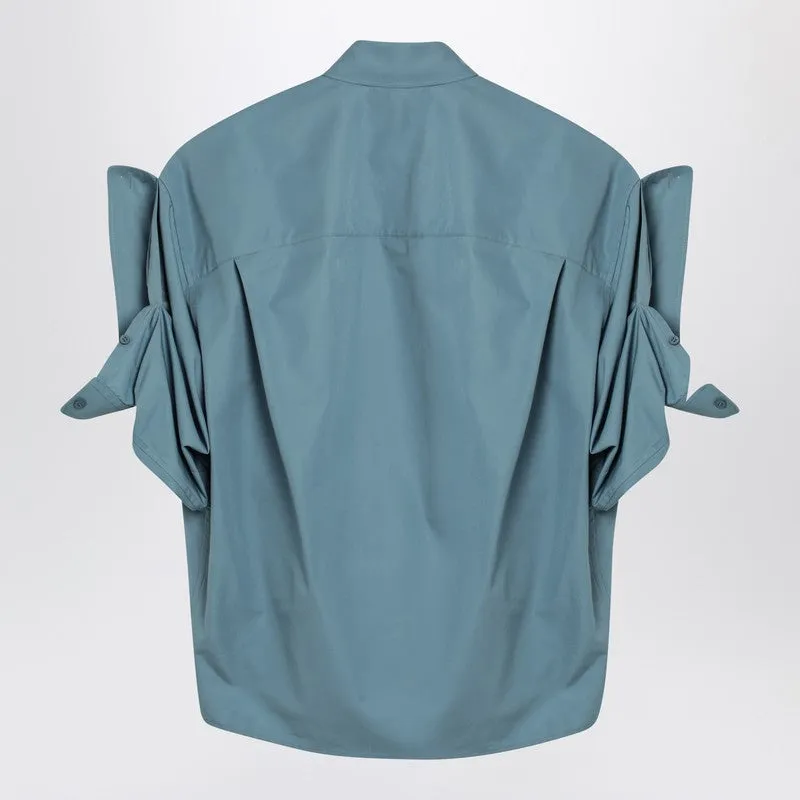 Grey-Blue Shirt With Turn-Up Sleeves sold by Wanan Luxury product image thumbnail 2