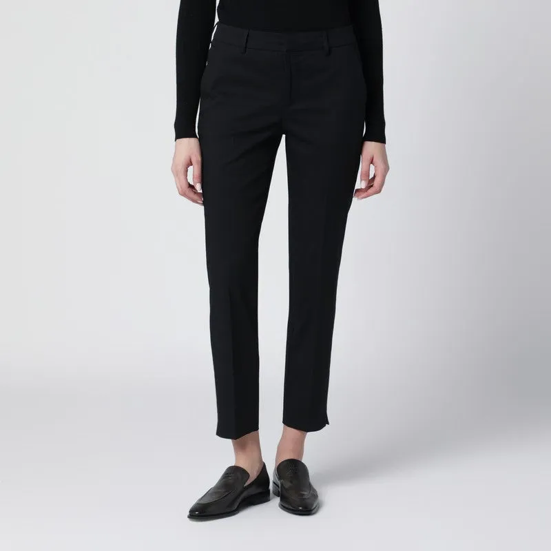 Black Slim-Fit Cotton-Blend Trousers sold by Wanan Luxury