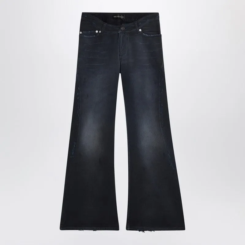 Navy Blue Jeans With Curved Waist sold by Wanan Luxury