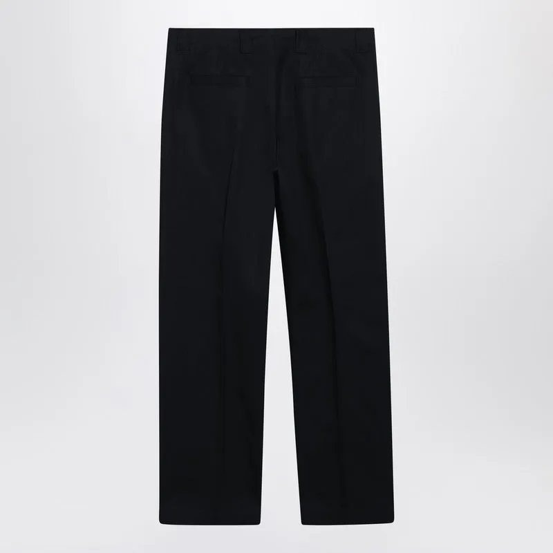 Blue Cotton Trousers With Logo Print sold by Wanan Luxury product image thumbnail 2
