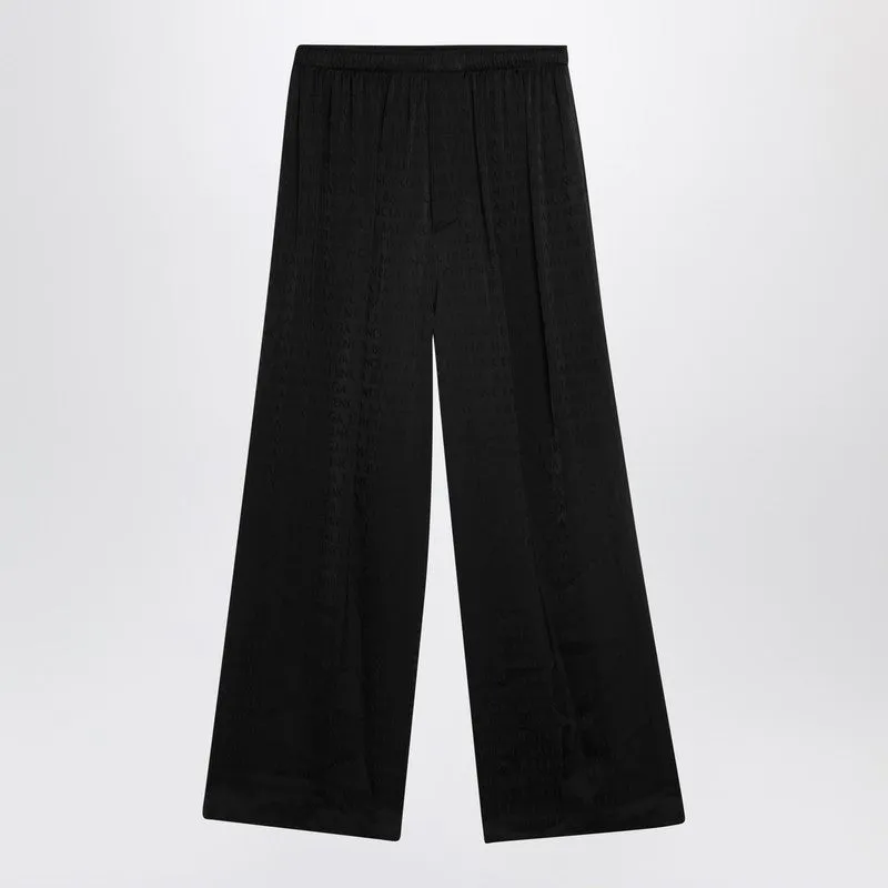 Black Pajama-Style Trousers With Jacquard Logos sold by Wanan Luxury