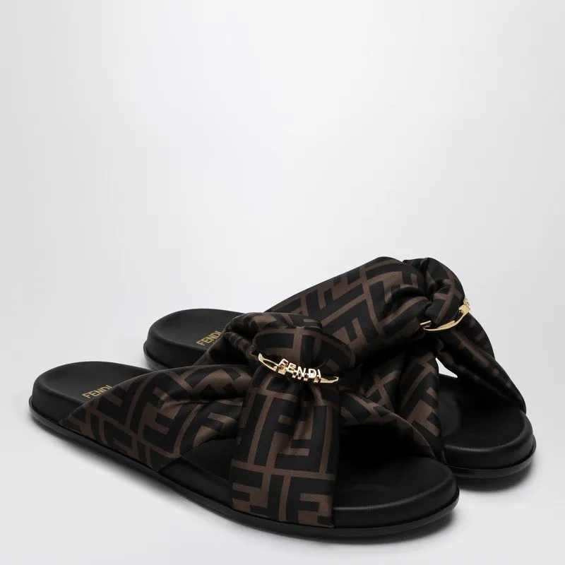 Fendi Feel Slide In Brown Ff Satin sold by Wanan Luxury