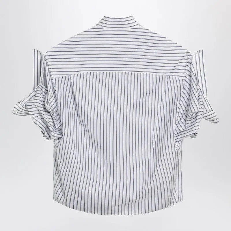 White Striped Shirt With Turn-Up Sleeves sold by Wanan Luxury product image thumbnail 2