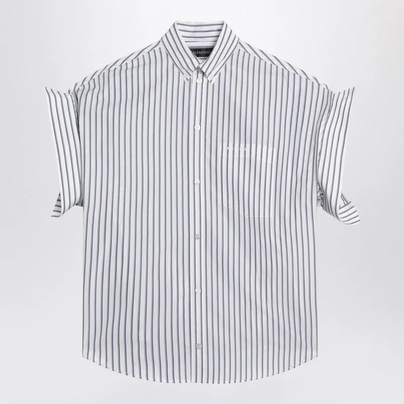 White Striped Shirt With Turn-Up Sleeves sold by Wanan Luxury