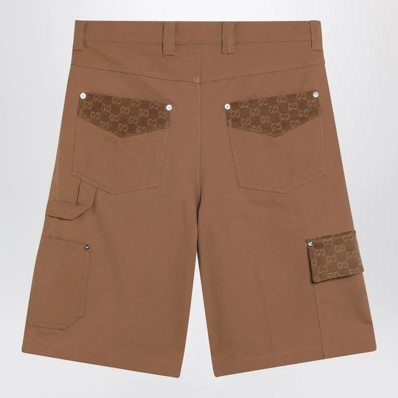 Camel Cargo Bermuda Shorts With Gg Details sold by Wanan Luxury product image thumbnail 2
