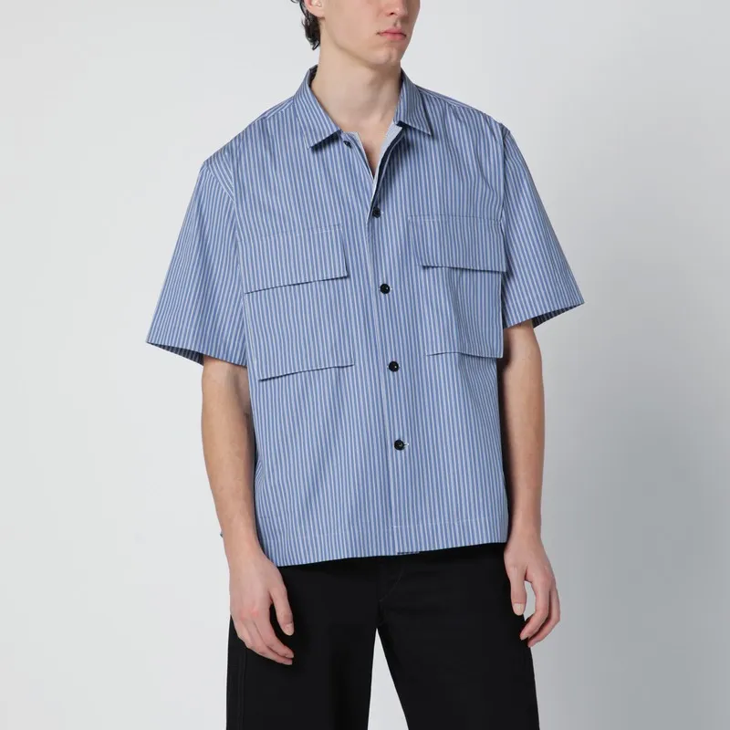 Light Blue Striped Cotton Shirt sold by Wanan Luxury