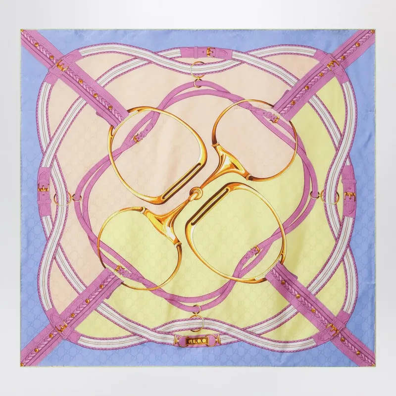 Pink/Lilac Printed Jacquard Silk Scarf sold by Wanan Luxury product image thumbnail 2