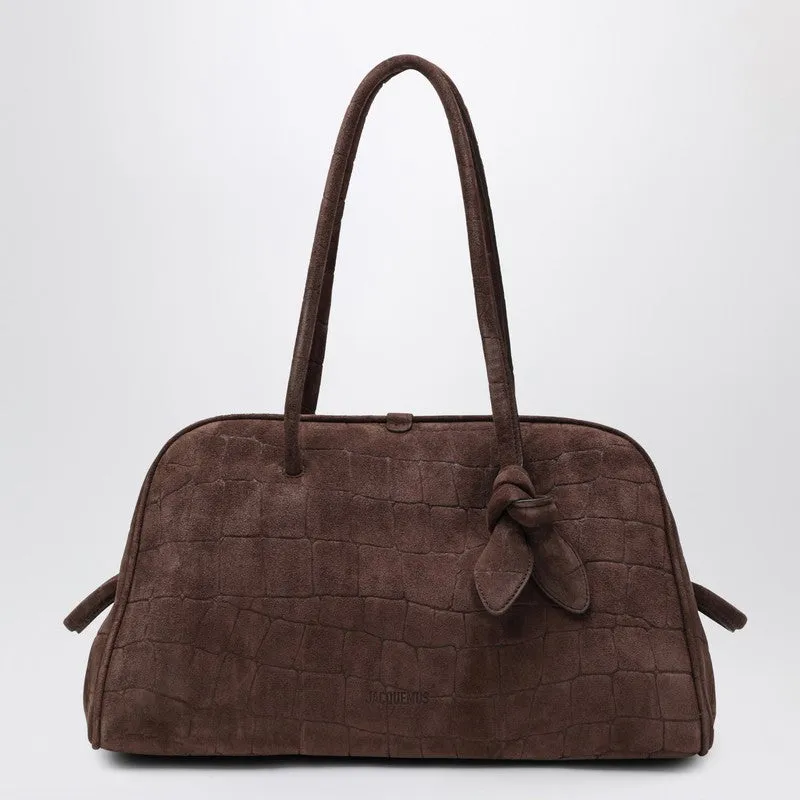 Brown Crocodile-Effect Leather Turismo Bag sold by Wanan Luxury