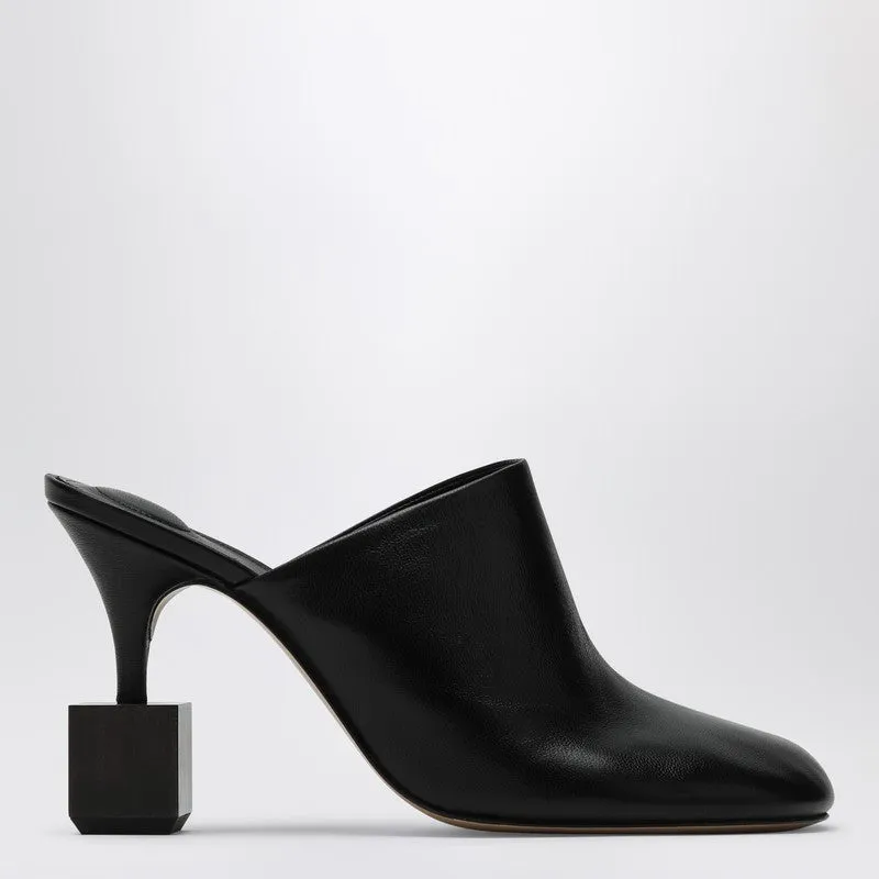Black Mule With Geometric Heel sold by Wanan Luxury