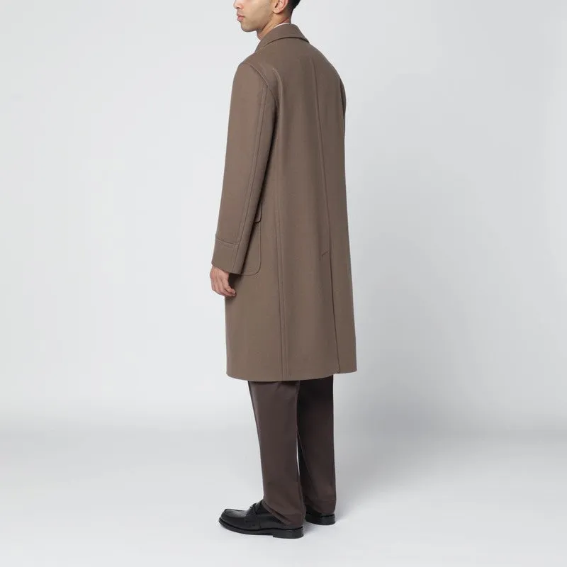 Taupe Double-Breasted Wool-Blend Coat sold by Wanan Luxury product image thumbnail 2