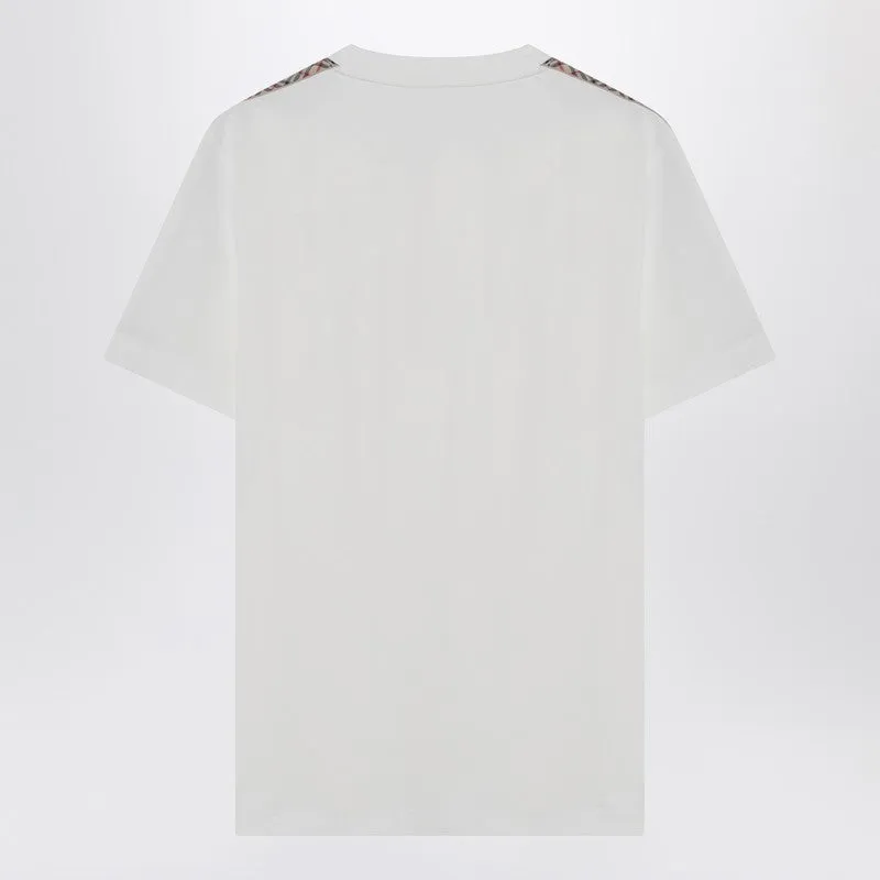 White T-Shirt With Check-Patterned Stripe sold by Wanan Luxury product image thumbnail 2