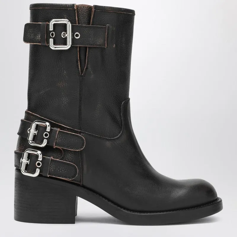 Black Dakota Biker-Style Boot With Vintage Effect sold by Wanan Luxury