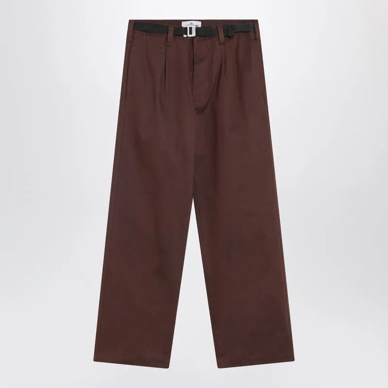 Tobacco-Coloured Cotton Blend Trousers sold by Wanan Luxury