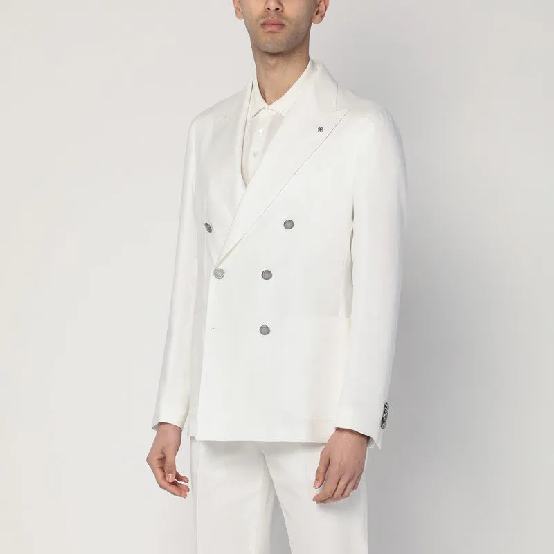 Double-Breasted Cream-Colored Jacket In Linen sold by Wanan Luxury