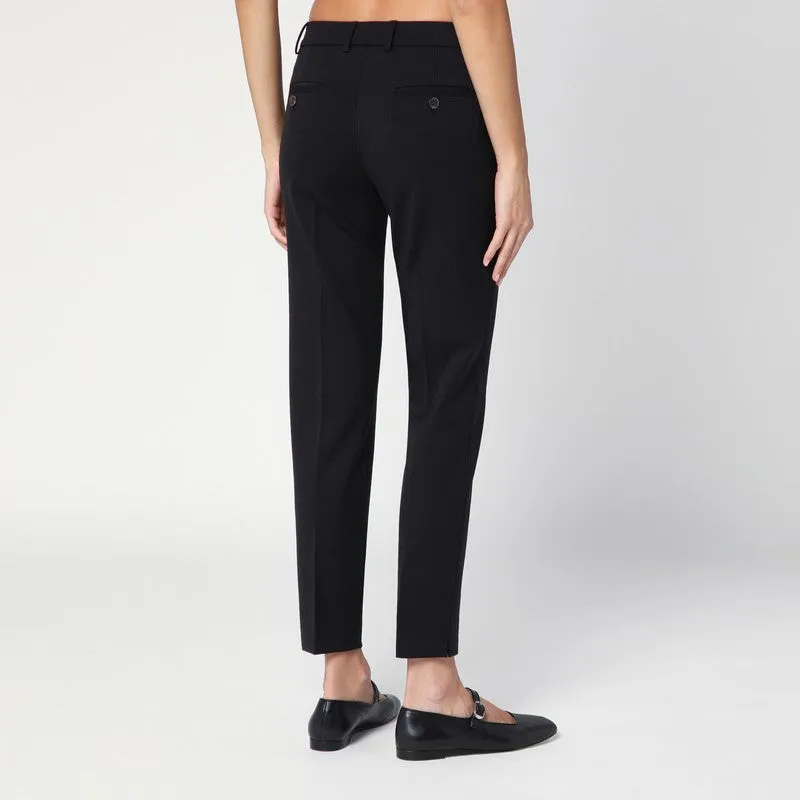 Black Wool Blend Slim Trousers sold by Wanan Luxury product image thumbnail 2