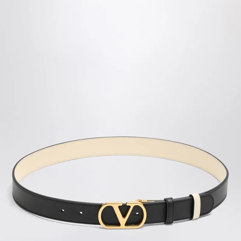 Reversible V Logo Signature Belt In Black/Butter White sold by Wanan Luxury