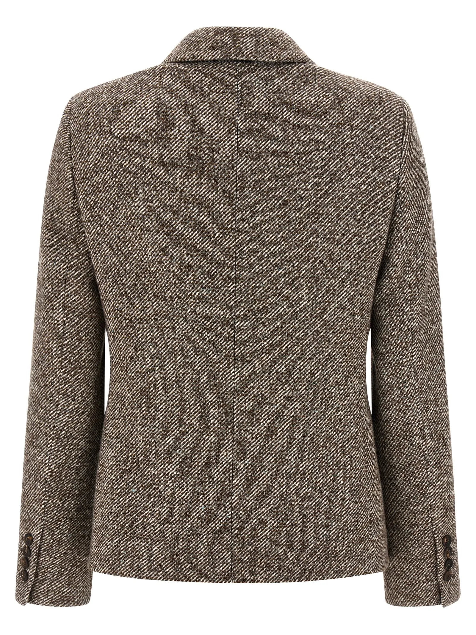 Double-Breasted Silk Blend Blazer Blazers Brown sold by Wanan Luxury product image thumbnail 2