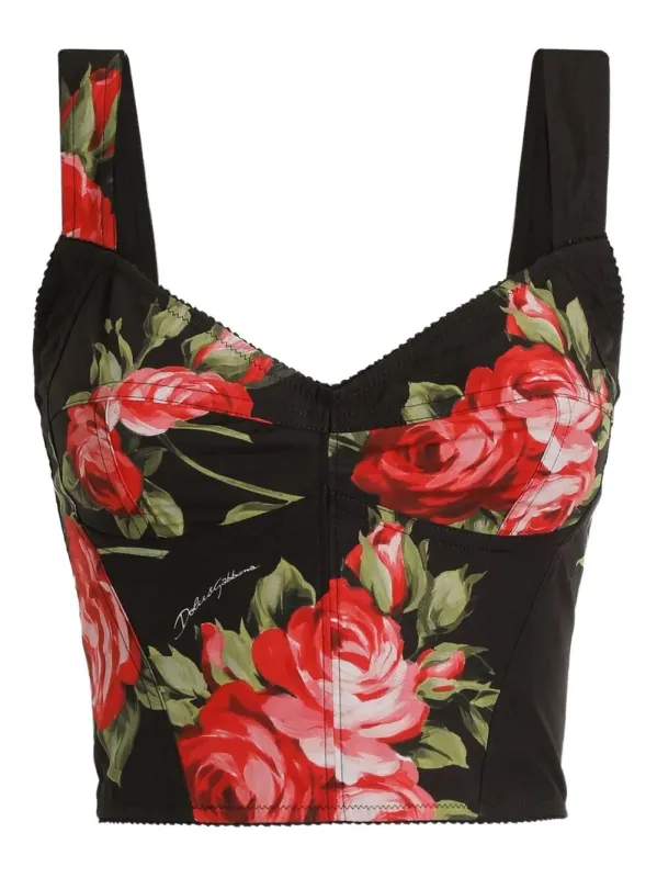 Top Bustier Stampa Rose Bouquet sold by Wanan Luxury