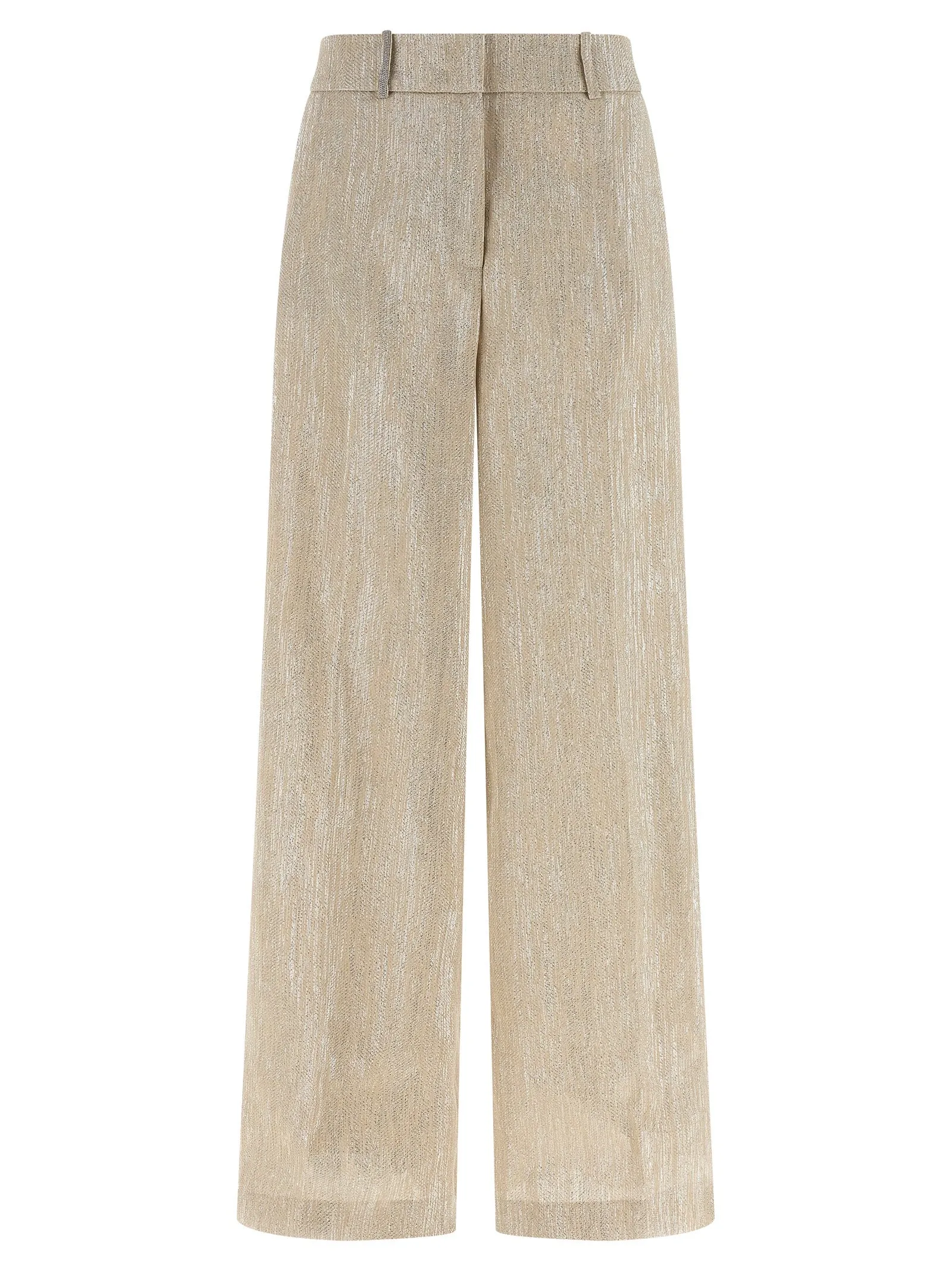 Lamé Thread Trousers Pants Beige sold by Wanan Luxury