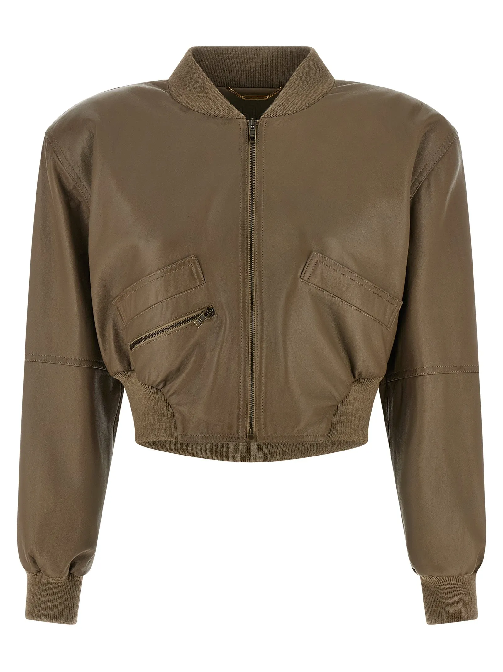Cropped Bomber Jacket Puffer Jackets Brown sold by Wanan Luxury