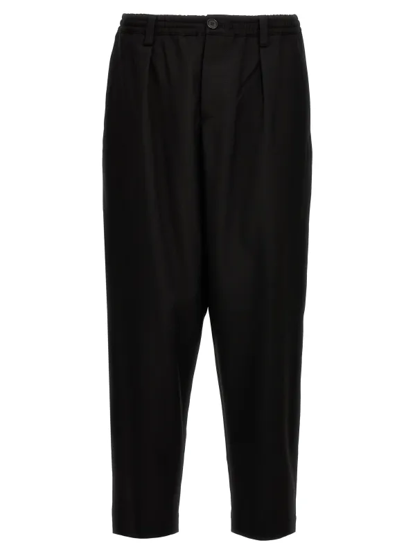 Tropical Wool Crop Pants Black sold by Wanan Luxury