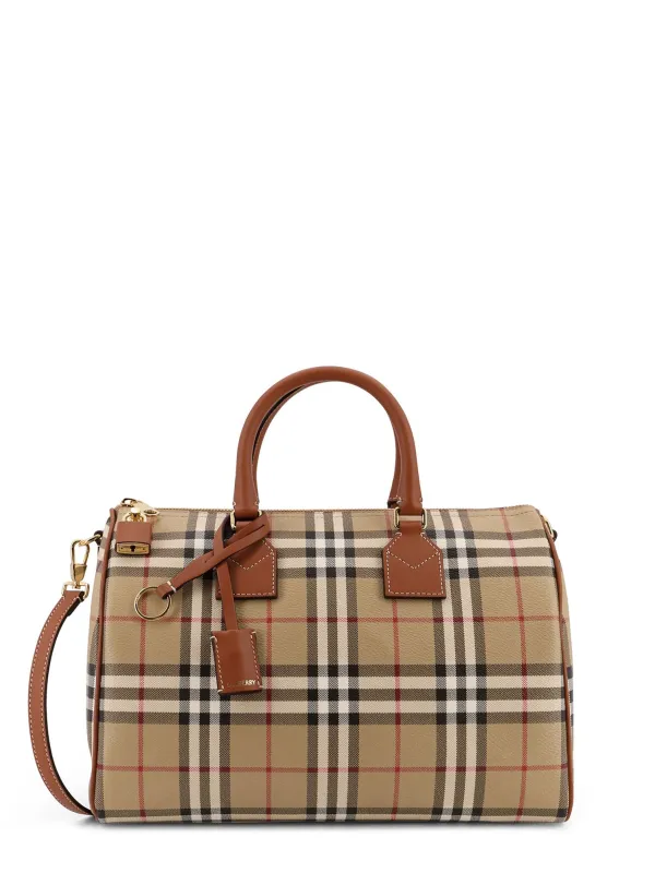 Coated Canvas Handbag With Check Pattern made by Burberry