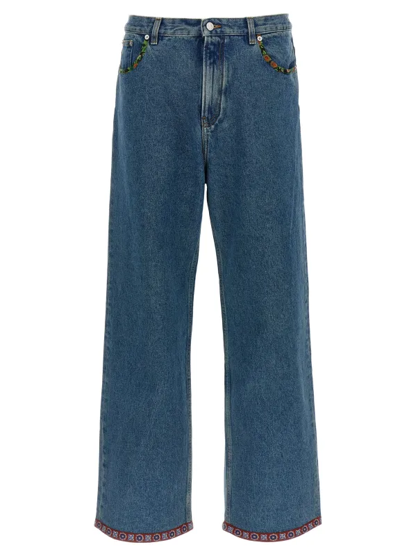 Valentino Garavani Floral Insert Jeans Blue sold by Wanan Luxury