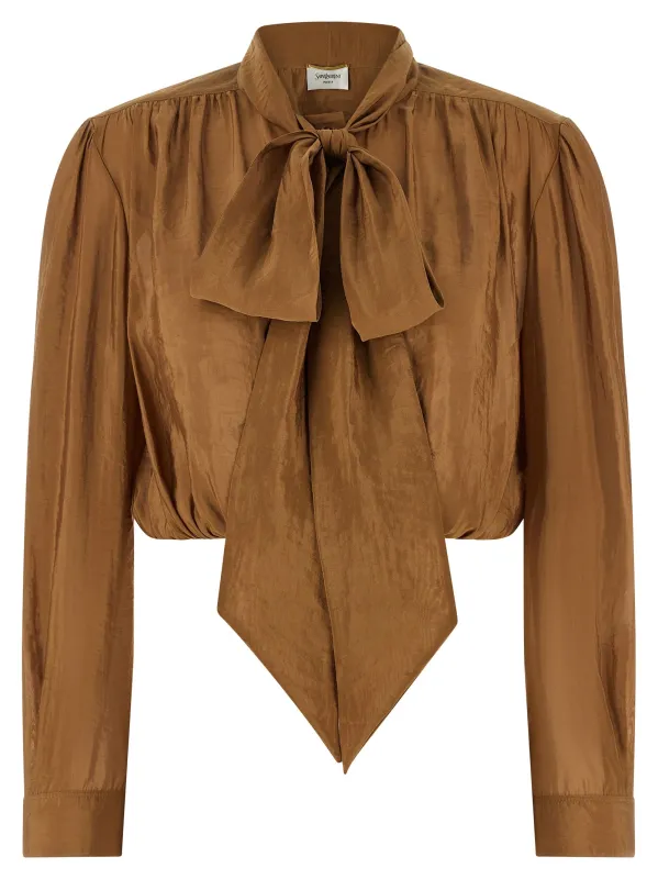 LavallièRe Neck Blouse Shirt And Blouse Brown made by Yves Saint Laurent