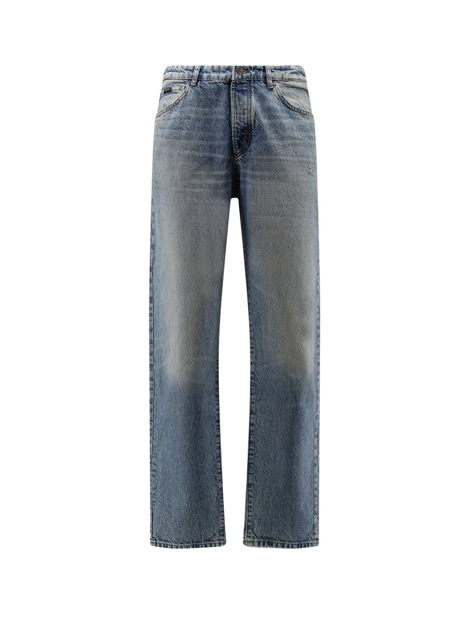 Cotton Jeans With Back Suede Logo Patch sold by Wanan Luxury