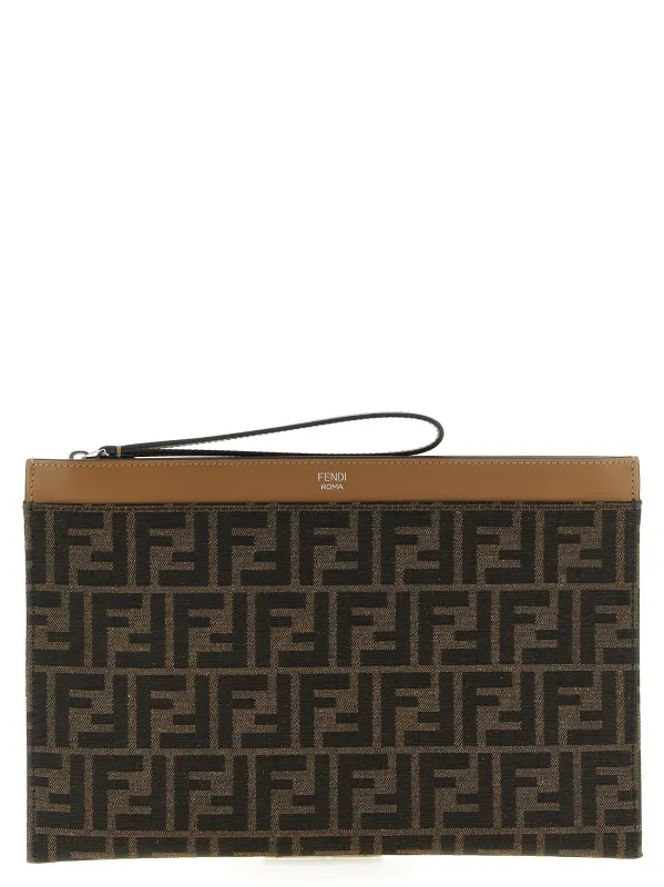 Ff Jacquard Clutch Brown sold by Wanan Luxury