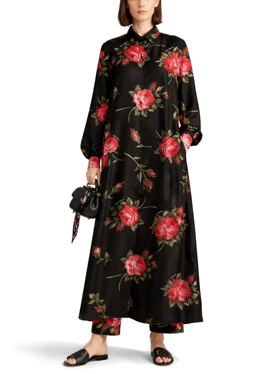 Rose Bouquet Print Twill Long Dress sold by Wanan Luxury product image thumbnail 2