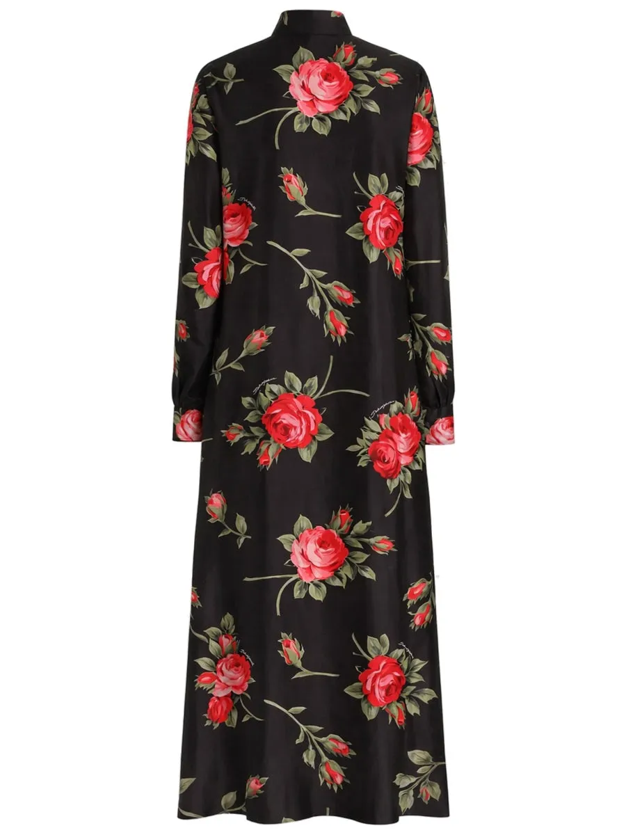 Rose Bouquet Print Twill Long Dress sold by Wanan Luxury product image thumbnail 3