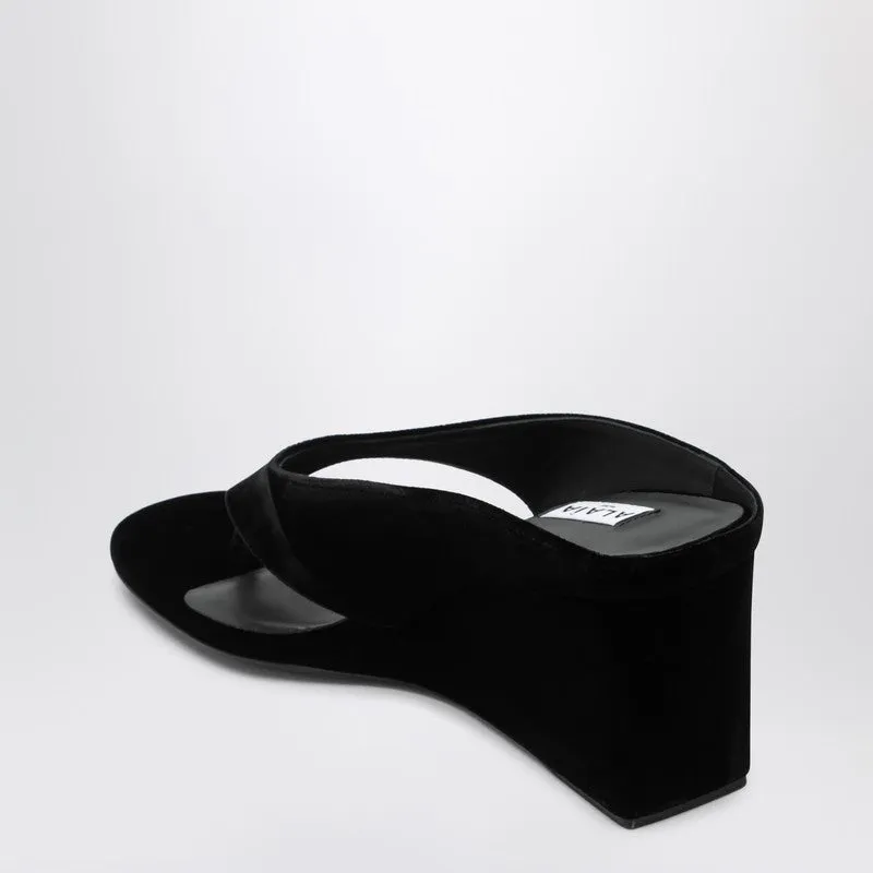 Thong Mules With Wedge In Black Velvet sold by Wanan Luxury product image thumbnail 2