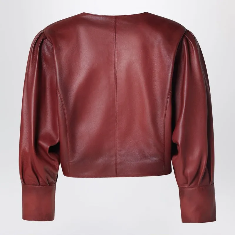 Short Burgundy Jacket In Plongé Nappa Leather sold by Wanan Luxury product image thumbnail 2