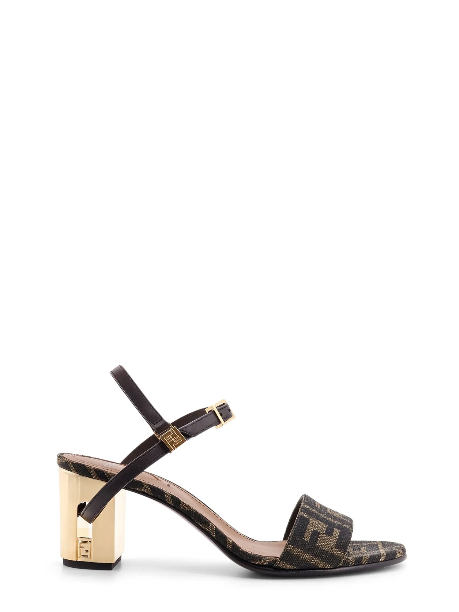 Delfina Ff Brown Jacquard Sandals sold by Wanan Luxury