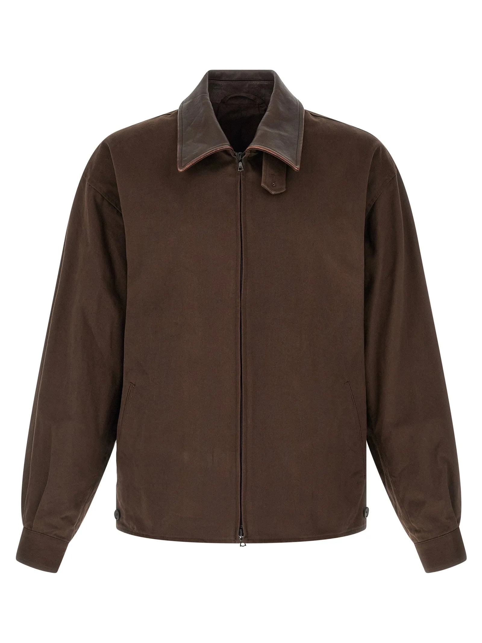 Leather Collar Jacket Puffer Jackets Brown sold by Wanan Luxury