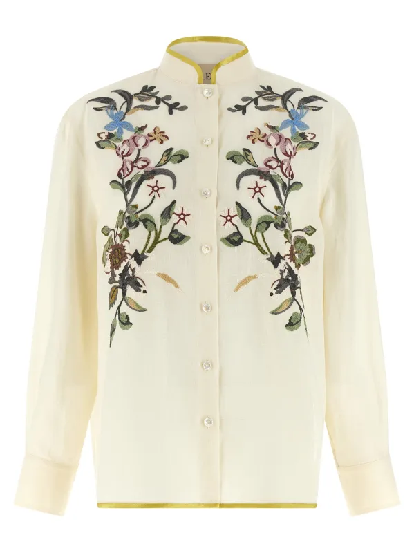 Valentino Garavani Floral Embroidery Shirt Shirt And Blouse Beige sold by Wanan Luxury