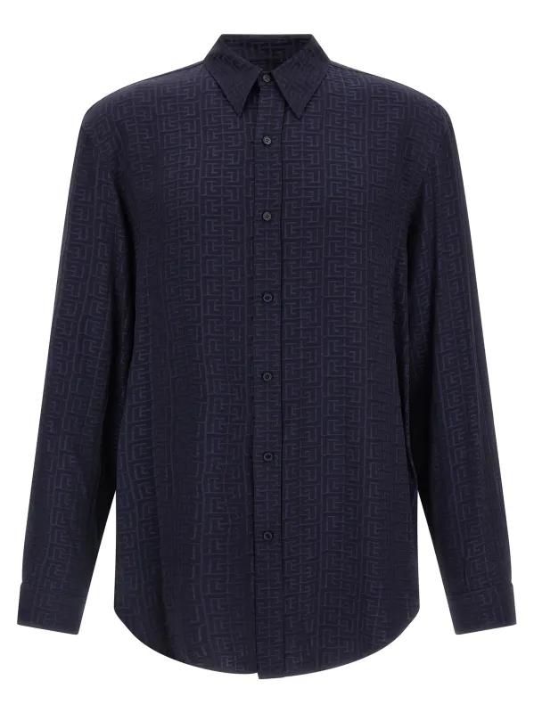 Jacquard Monogram Shirt Shirt And Blouse Blue sold by Wanan Luxury