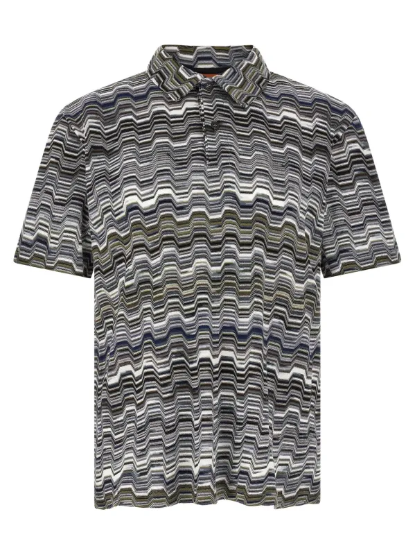 Irregular Zigzag Shirt Polo Green made by Missoni