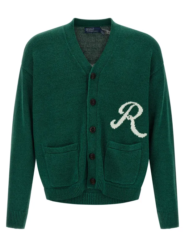 Intarsia Logo Cardigan Sweaters And Cardigans Green sold by Wanan Luxury