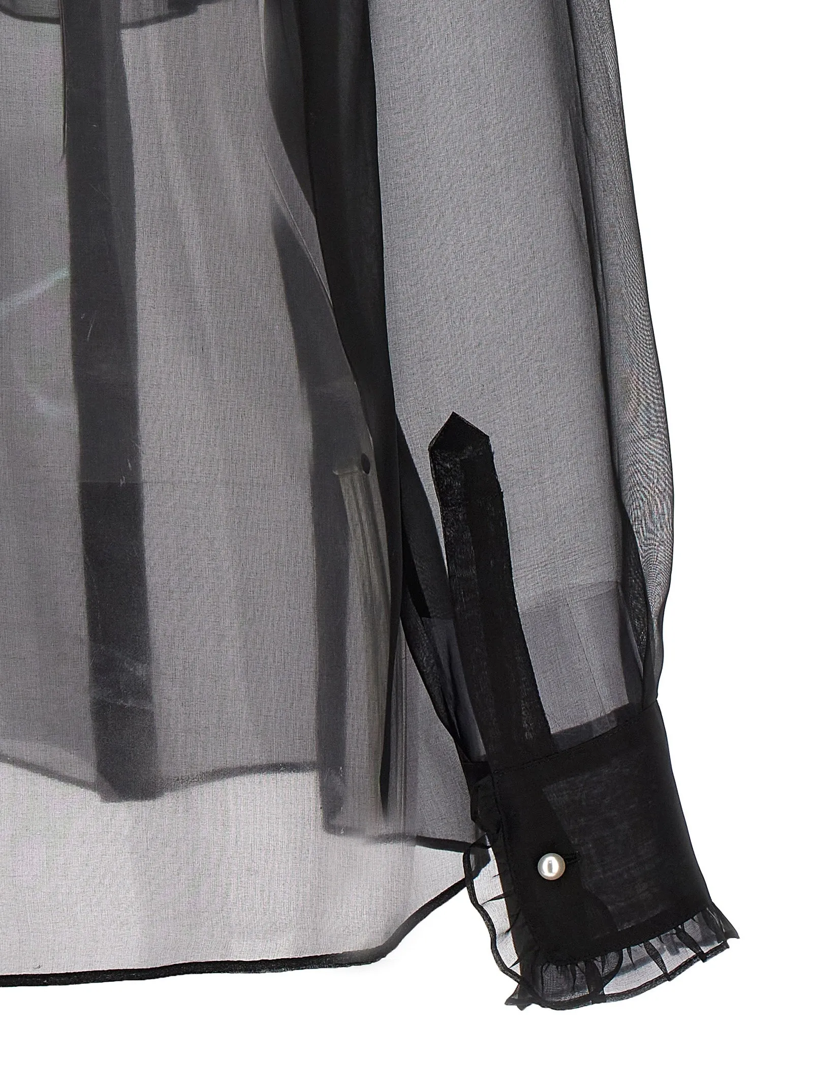 Plastron And Ruffle Shirt Shirt And Blouse Black sold by Wanan Luxury product image thumbnail 4