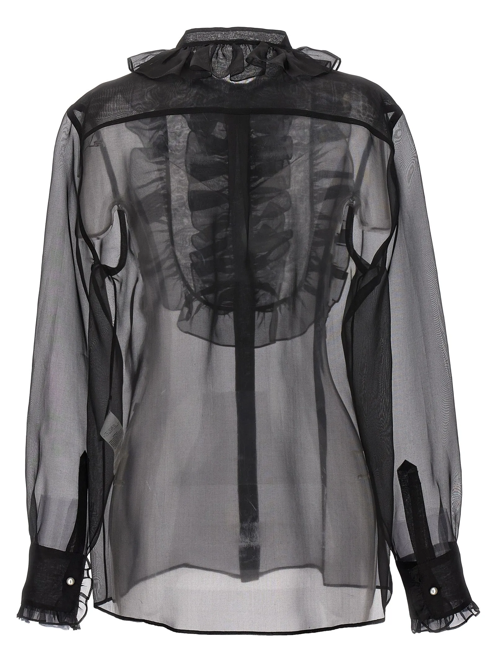 Plastron And Ruffle Shirt Shirt And Blouse Black sold by Wanan Luxury product image thumbnail 2