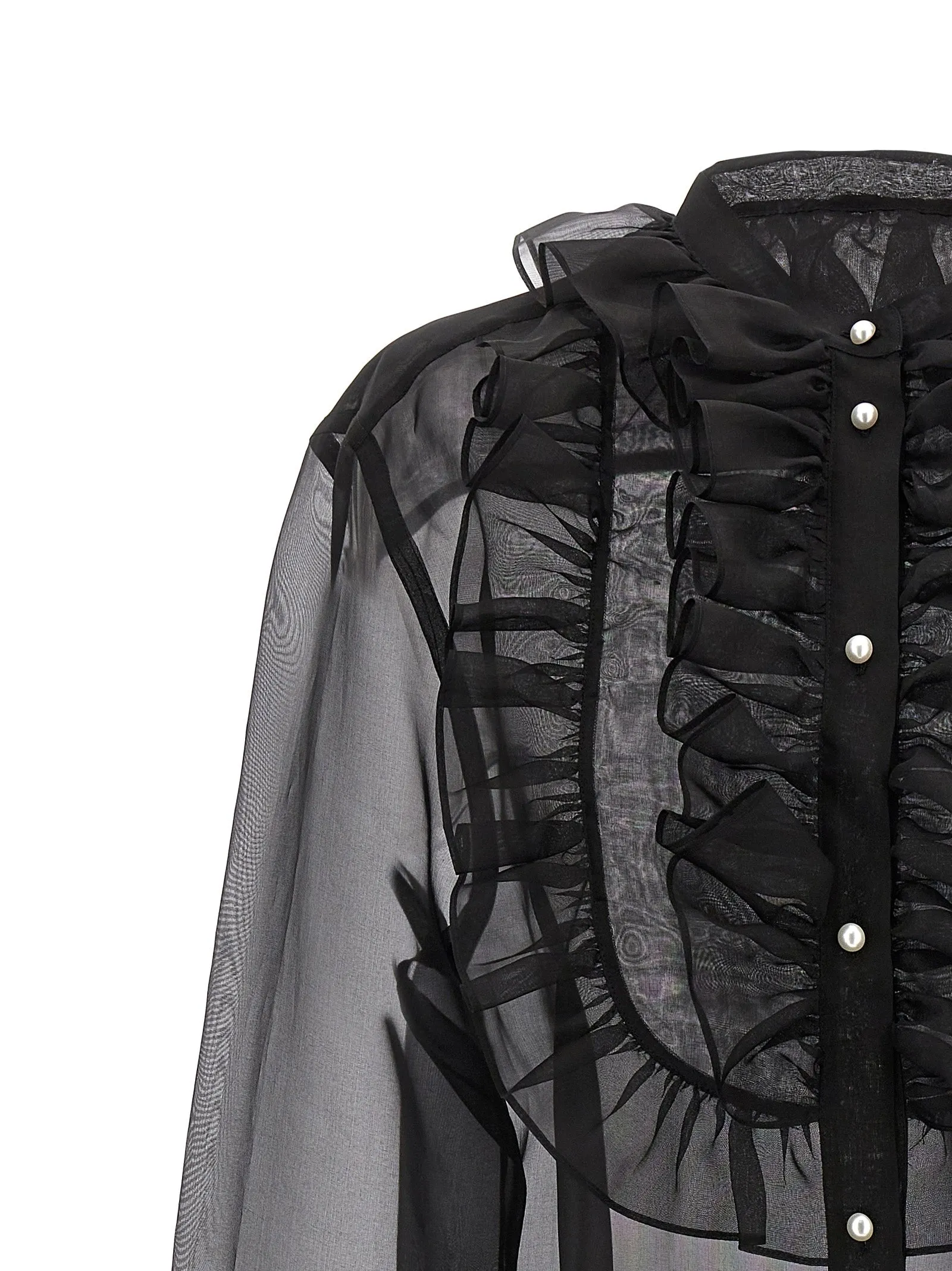 Plastron And Ruffle Shirt Shirt And Blouse Black sold by Wanan Luxury product image thumbnail 3