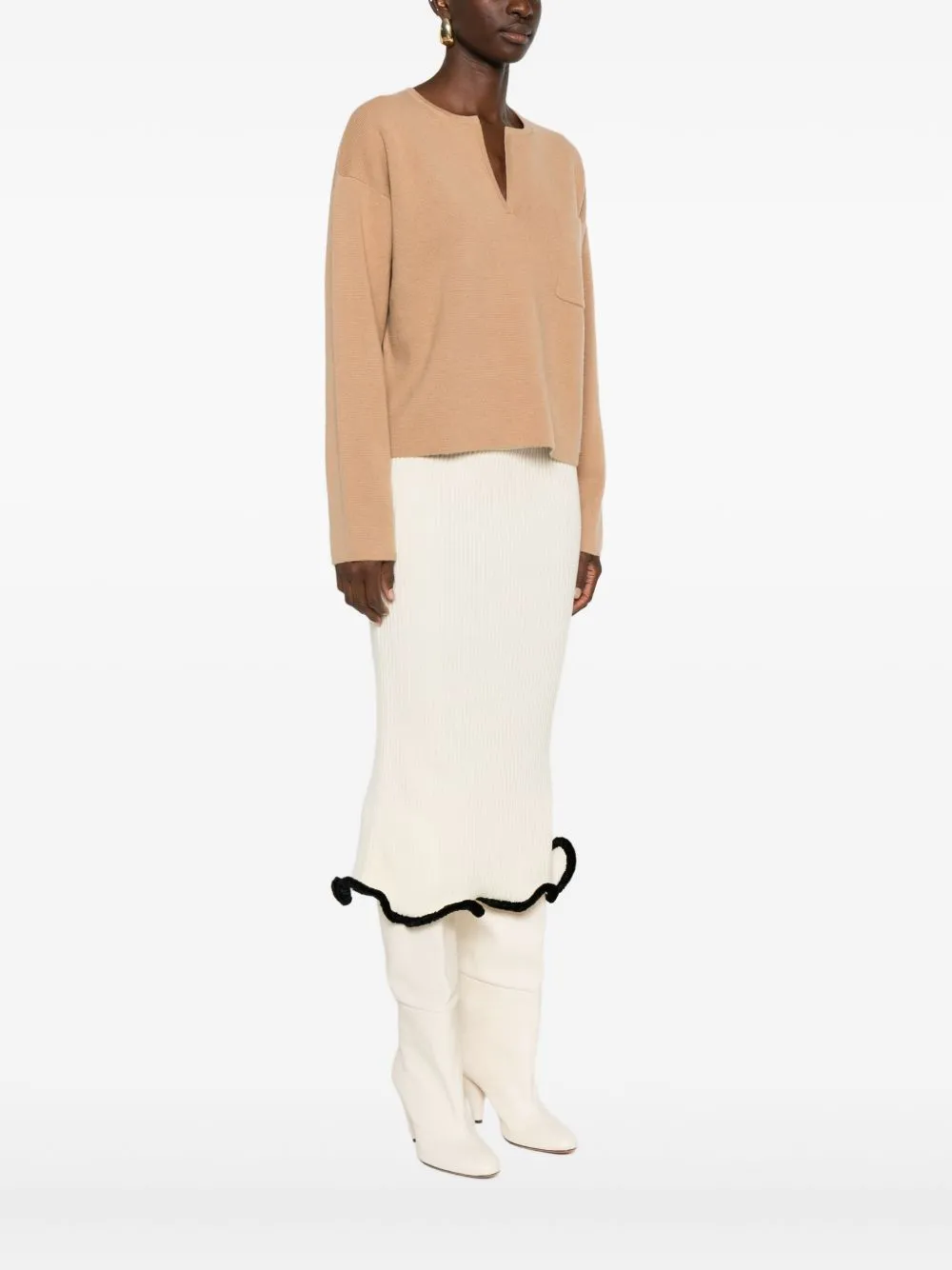 V-Neck Sweater In Cashmere Wool sold by Wanan Luxury product image thumbnail 4