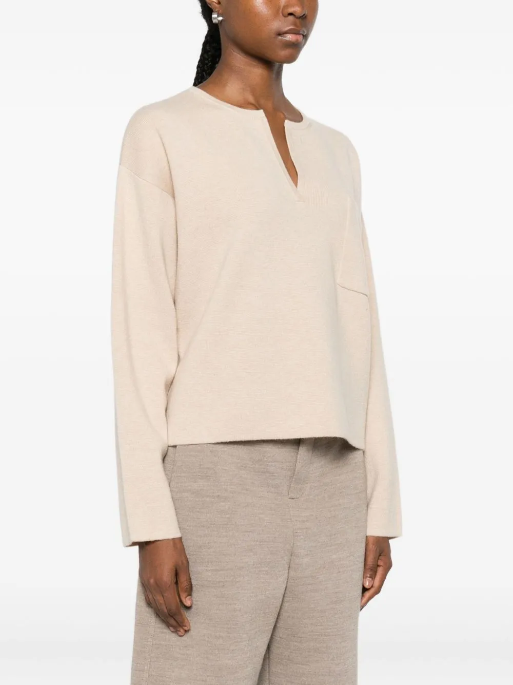 V-Neck Sweater In Cashmere Wool sold by Wanan Luxury product image thumbnail 5